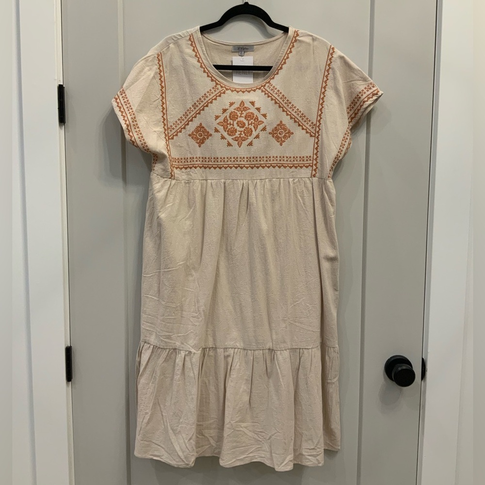 New With Tags Polygram Maxi Dress with Embroidered Design